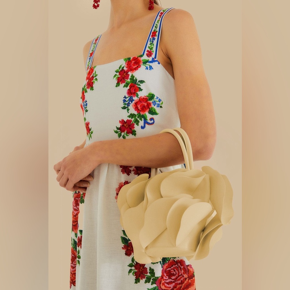 Farm Rio Ivory Leather Flower Bag - Picture 5 of 7
